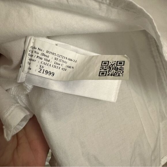 Old Navy Ruffle-Trimmed Pintucked Collarless Tuxedo Shirt White Size XS - Picture 9 of 10